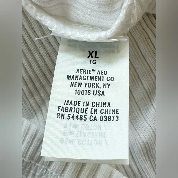 Aerie Women’s Long-Sleeve Ribbed Crop Top in White Size XL - Picture 4 of 9